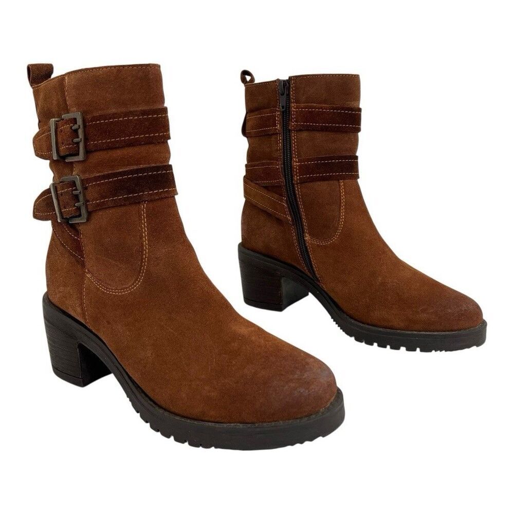 Vintage Foundry Co Women's 8.5 Suede Ankle Boots Style VFL191 Brown Block Heel